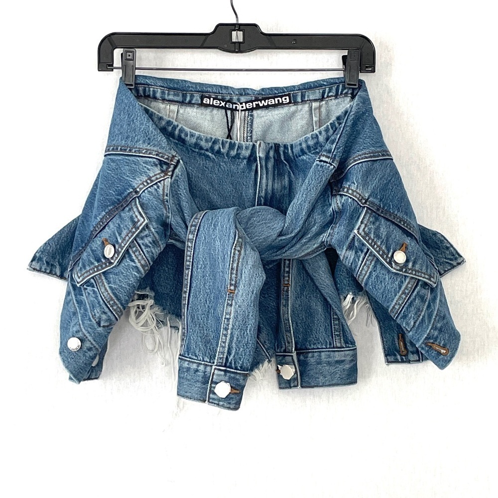 ALEXANDER WANG Blue Denim Tie Front Short Skort - Picture 8 of 15
